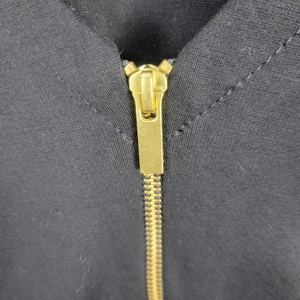 Banana Republic Dress Womens 2 Black Long Sleeve Ponte Sheath V Back Gold Zip - Picture 5 of 9